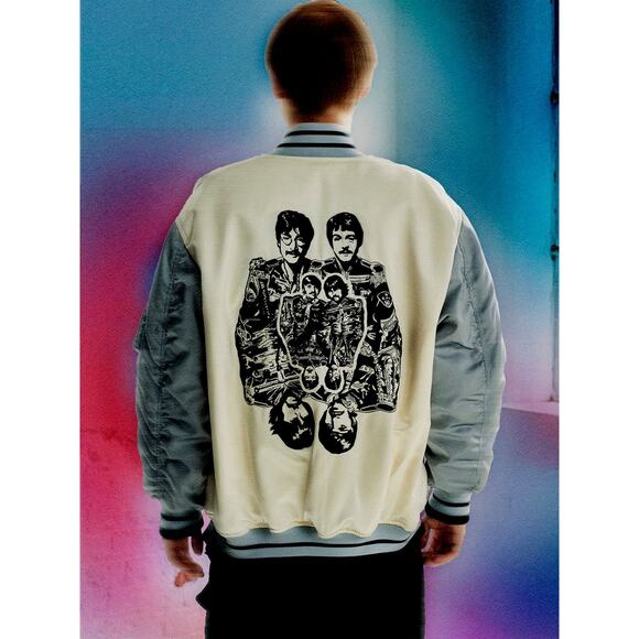 STELLA MCCARTNEY White The Beatles Get Back Embroidered Satin Bomber Jacket XS - Picture 4 of 16
